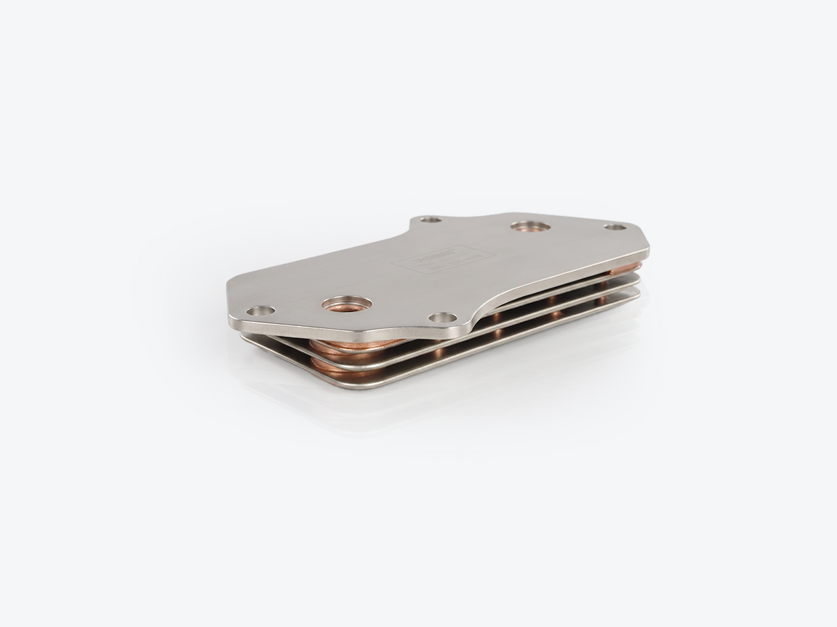 An image showing a side view of Oil Cooler -3 Plate (Part 320/04327)
